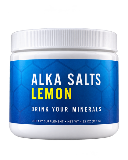 A jar of Alka Salts Lemon, Drink Your Minerals, 4.23 ounces